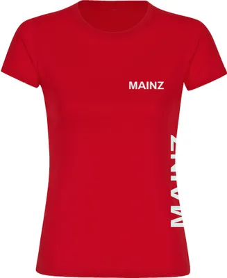 Produktbild von multifanshop Damen T-Shirt - Mainz - Brust & Seite, rot, Größe 3XL