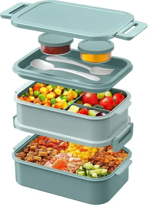 Obrázok produktu pre WayEee Lunchbox 2130ml Bento Box nepriepustný pre dospelých bez BPA Kancelárska škola zelená