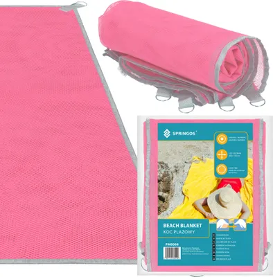 Produktbild von Picknickdecke Strandmatte große Stranddecke Sandfrei 150 x 200 cm Strandtuch Metall-Halterungen Doppel-Mesh-Gewebe