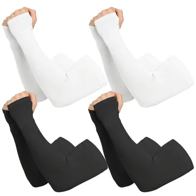 Produktbild von 4 Paar Armstulpen Damen Herren UV Schutz Arm Sleeves Atmungsaktiv Kühlend Schwarz Weiß