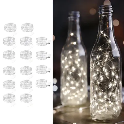 LED-Lichterkette 16x 1 m, kaltweiß, batteriebetrieben, wasserdicht