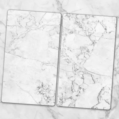 Produktbild von Glas-Herdabdeckplatten Glaskeramikkochfeld-Abdeckung Spritzschutz Glas 2x30x52 cm - Weisser Marmor