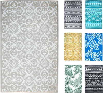 Produktbild von JACK Outdoor Teppiche Terrassenteppich Außenteppich 120x180cm Terrasse Balkon Teppich Garten Außen Lotus Effekt, Farbe:Ornamente Taupe