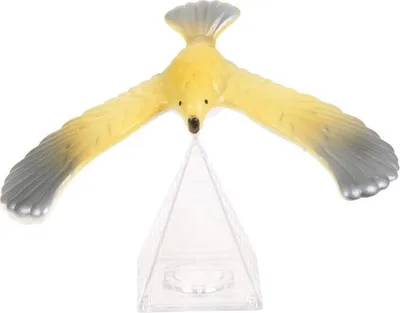 Produktbild von 1 Stück  Schwebevogel ca 13 cm x 11 cm x 2,5cm Gelb/silber Farbe , Balancieren Vogel  - Schwebender Adler auf Pyramide, Balancierspielzeug - Reaktionsvermögen - Balance Eagle