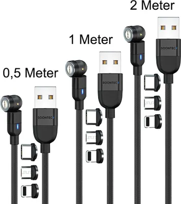 A collage of magnetic charging cables of different lengths and types.