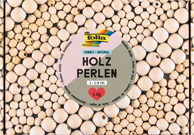 Produktbild von folia Holzperlen Jumbo Pack Natural 1.0 bis 1.8 cm 1 kg
