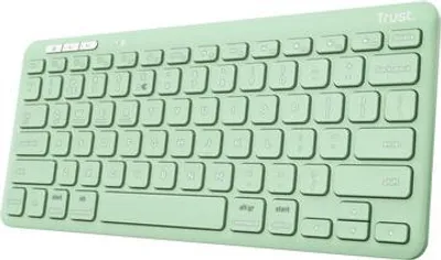 Produktbild von Trust Lyra Kompakte Funktastatur, Mini, Kabellos, RF Wireless + Bluetooth, Scherenschalter, QWERTY, Grün