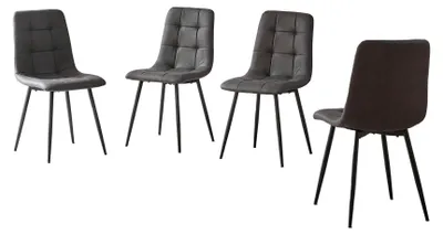 Produktbild von Esszimmerstuhl – Set aus 4 Stück – Dunkelgraues Samt – Verstellbare Fußkappen