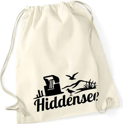 Produktbild von Huuraa Turnbeutel Hiddensee Strandmotiv 12 Liter Natural Baumwolle Rucksack Geschenkidee