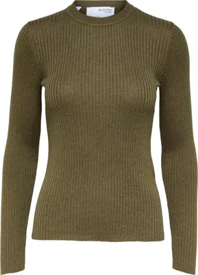 Produktbild von SELECTED FEMME Basic Strickpullover Langarm Stretch Rundhals Sweater SLFLYDIA Größe: XXL