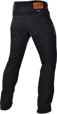 A pair of black jeans shown from the back.