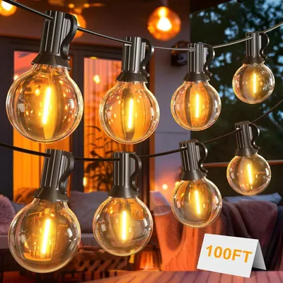Image de Guirlande lumineuse de 30 mètres - 2 pièces, 50 + 2 lampes - Fonctionnement solaire - Étanchité IP45 - Lumière blanc chaud