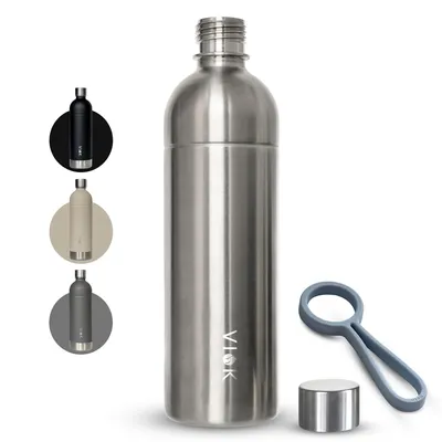 Obrázok produktu pre VIOK 1,3 l nerezová fľaša pre výrobník perlivej vody Aarke Carbonator 3, Smeg, Brita (vhodná aj pre Sodapop Cooper a Philips GoZero) - strieborná