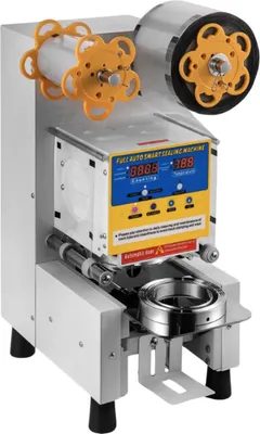 Zdjęcie produktu dla Maszyna do zgrzewania kubków – w pełni automatyczna maszyna do zgrzewania kubków – 220 V / 450 W – do kubków o średnicy 10–200 mm – stal nierdzewna i aluminium – tryb ręczny i automatyczny