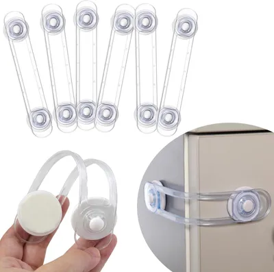 Produktbild von 8 Stück Transparente kindersicherung schrank, mit Klebstoffverschluss, kindersicherung schubladen für Schränke, Schubladen, WC, Küchen, Türen, Fenster, Kühlschränke Babysicherung für Möbel