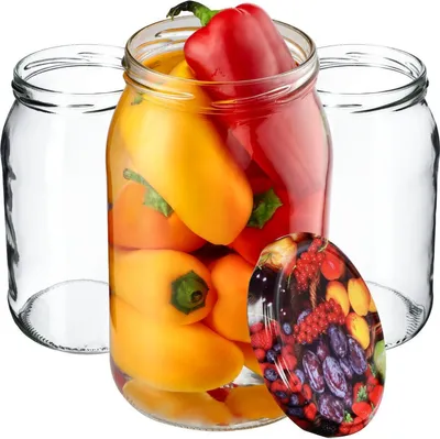 Immagine prodotto di Barattoli da conserva KADAX Simo 900 ml 48 pezzi 82 mm + coperchio "frutta