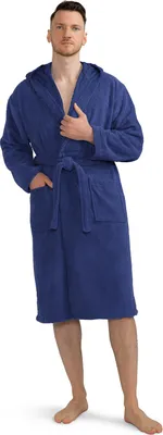 Produktbild von Celodoro Damen und Herren Bademantel mit Kapuze - Navy S