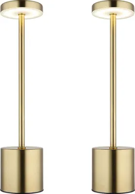 Produktbild von 2x LED Tischleuchte, goldfarben, Touchdimmer, CCT, H 34 cm