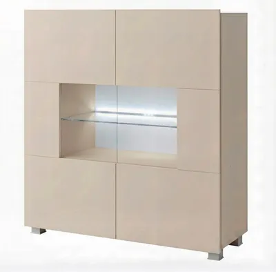Produktbild von Kommode Amanda Kaschmir Matt mit Weißer LED – 100x107 cm Sideboard Beige