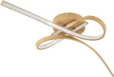 Produktbild von EGLO LED Deckenlampe Holzoptik Selvina 2, Deckenleuchte Flur Wohnzimmer, geschwungene Lampe Decke, warmweiß