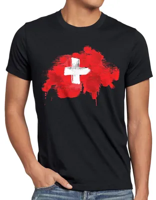 Produktbild von BaumwolleCloud Flagge Schweiz Herren T-Shirt Fußball Sport Suisse WM EM Fahne