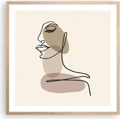 Produktbild von Gerahmtes Poster - Rahmen in heller Eiche - Linie Kunst Boho - 60x60 cm - Wand Bild - Wanddeko - Wandbilder - Kunstposter - Wandposter - Bilderrahmen - Bilder - Kunstdruck - P2NAC60x60-4728