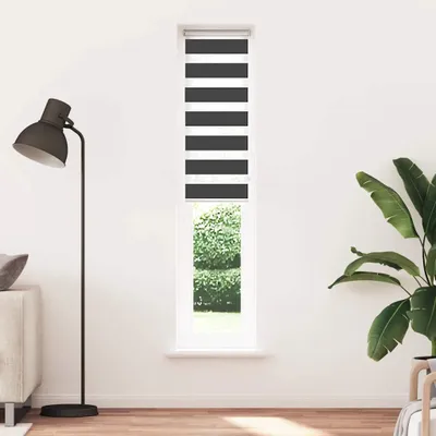 Immagine prodotto di vidaXL Tenda a rullo doppia Nero 50x200 cm Larghezza tessuto 45,9 cm Poliestere