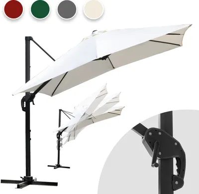 Obrázek produktu pro Aopunly Slunečník 300 cm Zahradní slunečník s kličkou, naklápěcí, UV50+ LED béžový