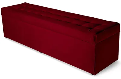Produktbild von MG Design Polsterhocker Rot 45x160 cm - Stauraum 190L, bis 300 kg, sofort einsatzbereit, pflegeleicht, für Wohnzimmer & Flur