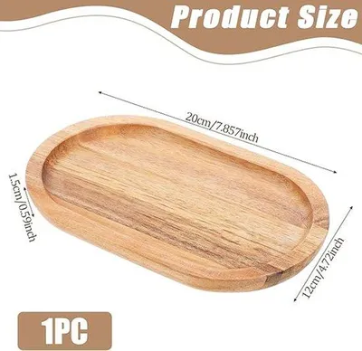 Productafbeelding van Ovaal houten dienblad van acaciahout - Bruin, 20 x 12 x 1,5 cm