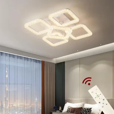 Zdjęcie produktu dla Lampa sufitowa LED DF-4+1 54cm oprawa oświetleniowa lampa sufitowa z pilotem kolor światła/jasność regulowana ściemnialna A+ lampa sufitowa LED do salonu lampa sufitowa LED