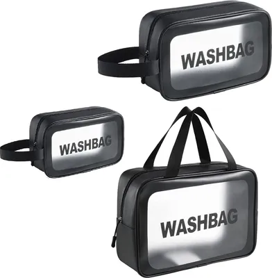 Produktbild von Kosmetiktasche Transparent Wasserdicht Make-up Tasche 3 Stück Transparent kulturbeutel Reise Set