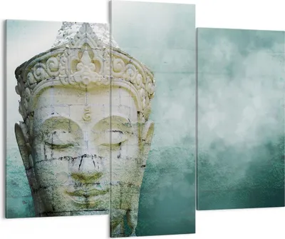 Produktbild von Bild auf Leinwand - Leinwandbild - 3 Teile - Buddha Grafik Türkis - 130x100cm - Wand Bild - Wanddeko - Wandbilder - Leinwanddruck - Bilder - Wanddekoration - Leinwand bilder - CB130x100-4342