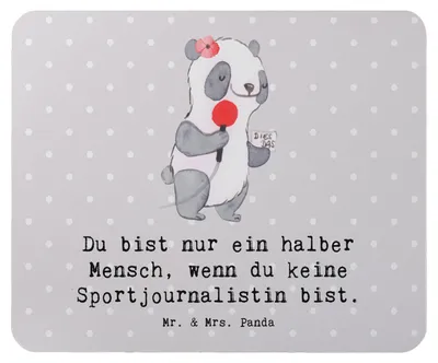 Produktbild von Mr. & Mrs. Panda Mauspad Sportjournalistin Herz - Grau Pastell - Geschenk, Studium, Ausbildung, Mousepad, Mouse Pad, Witzig, Spruch, laptop, Lustig, pc