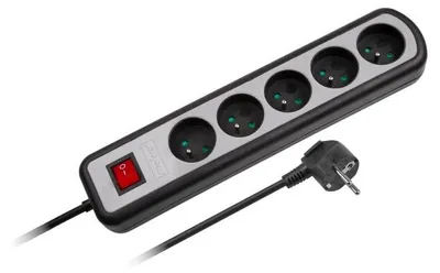 Immagine prodotto di Rebel URZ3062 Cavo di prolunga con interruttore 5 prese, 1,5m, nero