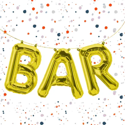 Produktbild von Folienballon Schriftzug Bar, Gold, ca. 80 cm für Luftbefüllung