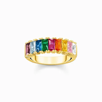 Produktbild von Thomas Sabo TR2404-996-7 Ring Damen Regenbogen Bunte Steine Vergoldet Gr. 48