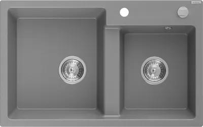Zdjęcie produktu dla Mexen Tomas zlewozmywak granitowy 2-komorowy 800 x 500 mm, szary, syfon chrom - 6516802000-71