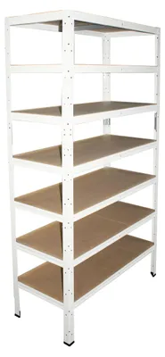 Image de shelfplaza HOME 230x40x40 cm Étagère charges lourde en blanc avec 7 étagères et une capacité de charge de 125 kg par étagère