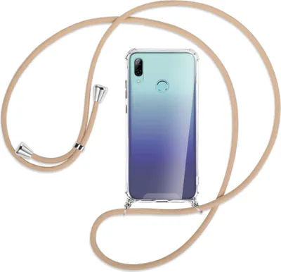 Produktbild von Handykette Backcover-Schutzhülle mit Band (Metall silberfarben) für Huawei P Smart 2019 / Honor 10 Lite - beige