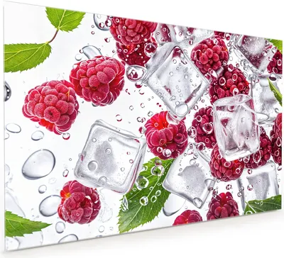 Produktbild von Küchenrückwand Spritzschutz Glas mit Motiv Himbeereis 40 x 40 cm