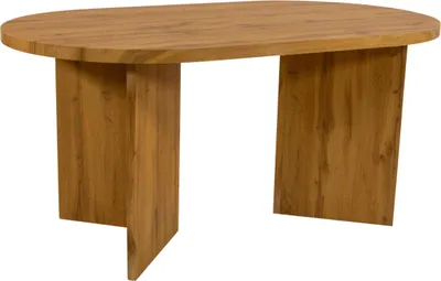 Produktbild von Esszimmertisch Ovi | 160 x 90 cm | Holz Wildeiche-Optik | Tischplatte 40mm | Tischbeine in V-Form | ovaler Esstisch mit geraden Kanten | Holztisch Esszimmer | Esstisch Holz