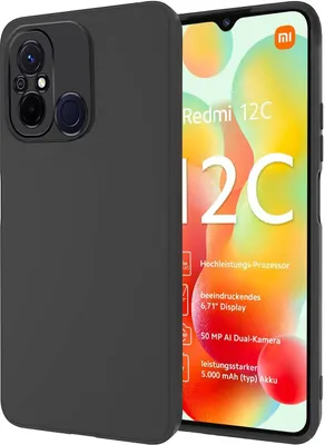 Produktbild von Silikon Hülle für Xiaomi Redmi 12C Schutzhülle Matt Schwarz Backcover Handy Case