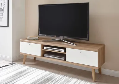 Produktbild von Lowboard Merle 160cm eiche riviera / weiß matt TV Board Wohnzimmer