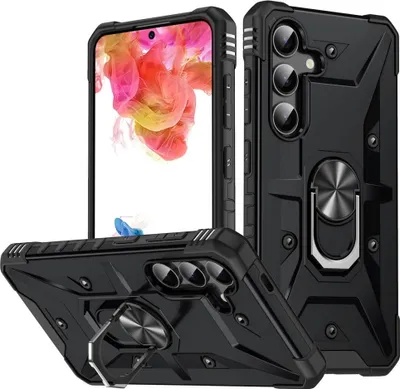 Produktbild von Samsung Galaxy S25 Hülle - Coverup Heavy Duty Back Cover mit Ring Kickstand - Schwarz