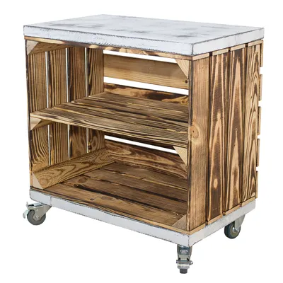 Produktbild von Rustikales Regal auf Rollen, 53x50x30cm Obstkisten DIY Holzbohlen Weinkisten Paletten