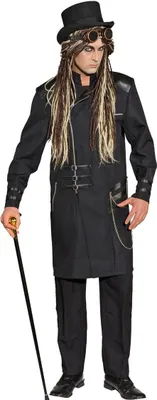 Produktbild von Gothic Kostüm Steampunk Gehrock schwarz deluxe für Herren, Größe:50/52
