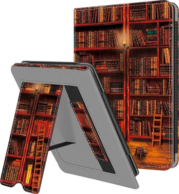Produktbild von Fintie Hülle kompatibel für 6,8" Kindle Paperwhite (11. Generation - 2021) - Kickstand Schutzhülle mit Kartenfach Handschlaufe und Auto Sleep/Wake Funktion, die Bibliothek