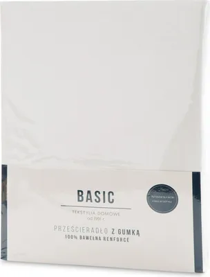 Zdjęcie produktu dla Prześcieradło z gumką 160x200 +30 cm białe bawełna Basic makosatyna