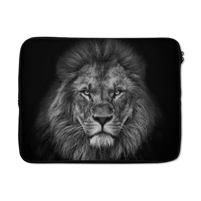 Produktbild von MuchoWow® Laptop Hülle 15 Zoll Löwe - Tiere - Schwarz - Weiß Laptoptasche - Laptoptasche - Sleeve - Rundum-Schutz